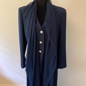 D+K Collection Silk Skirt Suite, Navy Blue, L